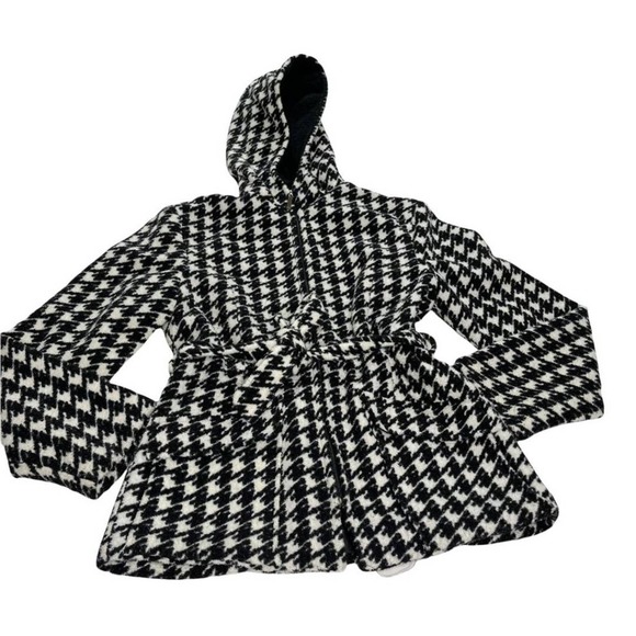 Sandro Jackets & Blazers - Sandro Black White Houndstooth Hooded Tie Knit Zip Jacket Women's Size Small